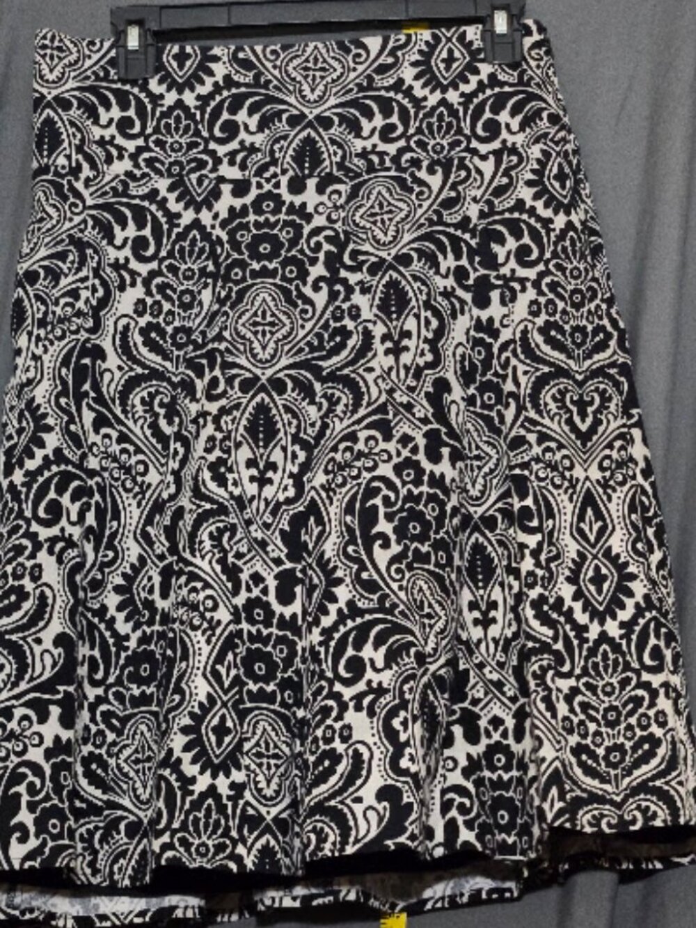 Ann Taylor Black White Paisley Pencil Skirt Size 16 Stretch Career Office